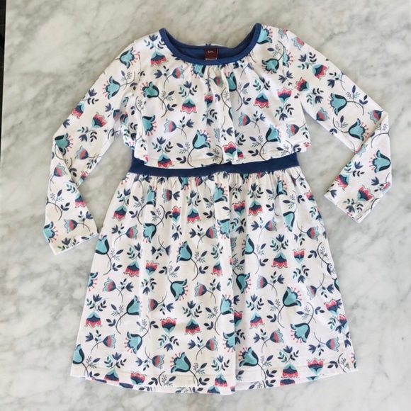 TEA COLLECTION Tulip Print Layered Top Dress Girls Size 8 - Picture 9 of 14